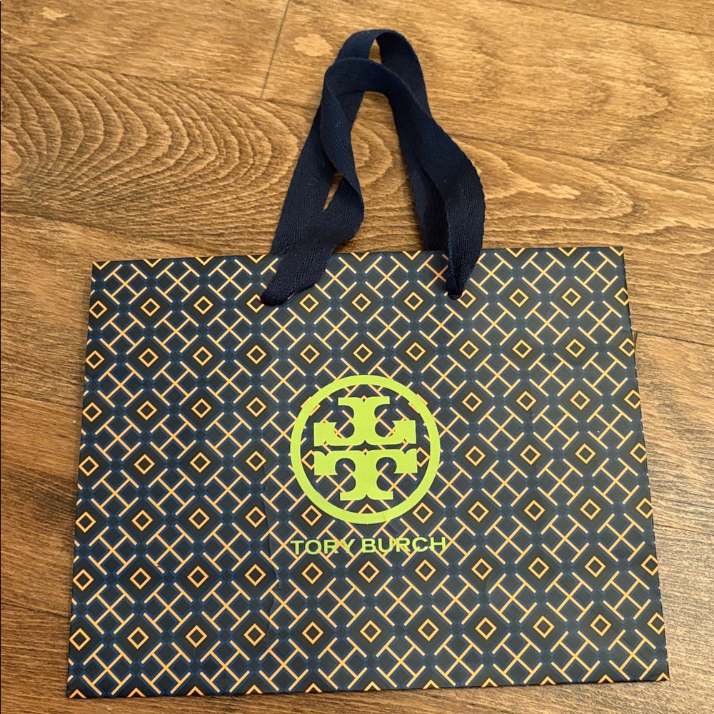 Tory Burch Black and Orange Geometric Gift Bag